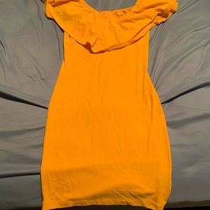 Yellow strapless dress